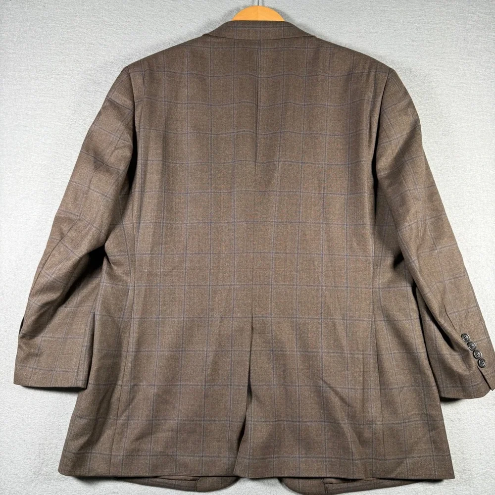 Joseph & Feiss Gold Men 44R Brown Windowpane 100% Wool Classic Fit Blazer Jacket